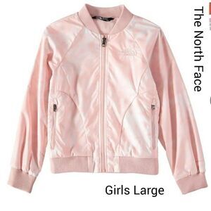 The North Face Girls Flurry Wind Bomber Large 14/16 Pink White NWOT